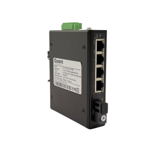 7200 Series - 5-Port 10/100 Mbps Industrial PoE Switch with 4 × PoE ports and 1 × 155 M SC Single-Mode uplink, Dual DC inputs - Q-IE-7200-4P-1S-SM